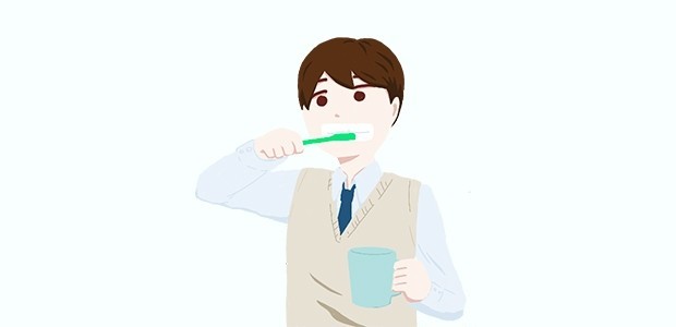 歯を磨く男